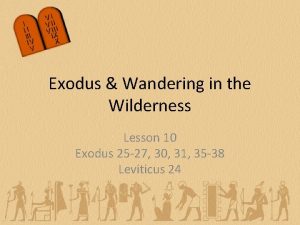 Exodus Wandering in the Wilderness Lesson 10 Exodus