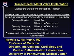 Transcatheter Mitral Valve Implantation Disclosure Statement of Financial