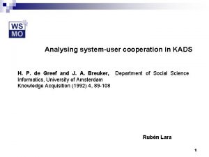 Analysing systemuser cooperation in KADS H P de