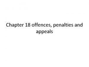 Chapter 18 offences penalties and appeals Meaning of