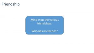 Friendship Mindmap the various friendships Who has no