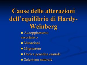 Cause delle alterazioni dellequilibrio di Hardy Weinberg Accoppiamento