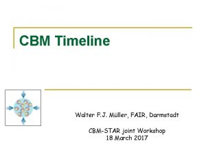 CBM Timeline Walter F J Mller FAIR Darmstadt