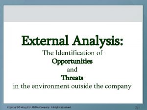 External Analysis The Identification of Opportunities and Threats