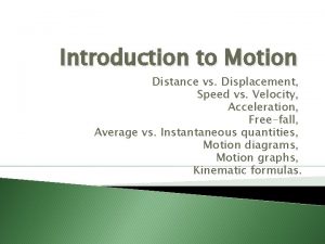 Introduction to Motion Distance vs Displacement Speed vs