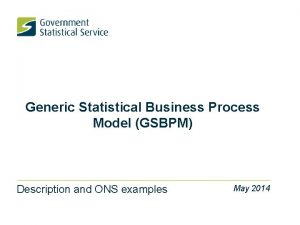 Generic Statistical Business Process Model GSBPM Description and