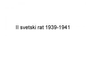 II svetski rat 1939 1941 Sile Osovine i