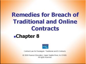 Remedies for Breach of Traditional and Online Contracts