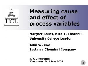 Measuring cause and effect of process variables Margret