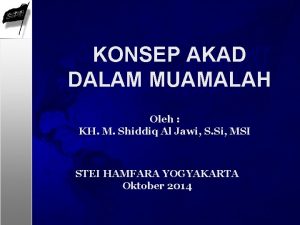 KONSEP AKAD DALAM MUAMALAH Oleh KH M Shiddiq