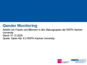 Gender Monitoring Anteile von Frauen und Mnnern in