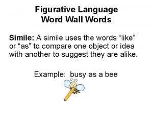 Figurative Language Word Wall Words Simile A simile