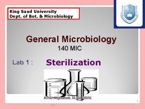 King Saud University Dept of Bot Microbiology General