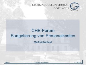 CHEForum Budgetierung von Personalkosten Manfred Bernhardt Seite 1