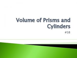 Volume of Prisms and Cylinders 38 VOCABULARY Volume