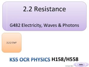 2 2 Resistance G 482 Electricity Waves Photons