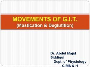 MOVEMENTS OF G I T Mastication Deglutition Dr