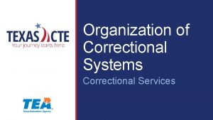 Organization of Correctional Systems Correctional Services Copyright Texas