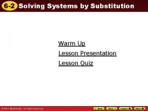 6 2 Solving Systems by Substitution Warm Up