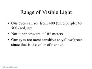 Range of Visible Light Our eyes can see
