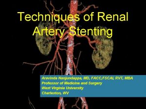 Techniques of Renal Artery Stenting Aravinda Nanjundappa MD