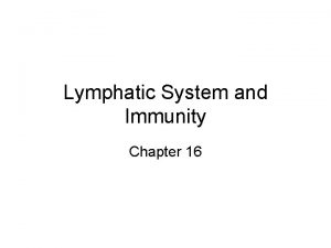Lymphatic System and Immunity Chapter 16 Functions of