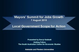 Mayors Summit for Jobs Growth 7 August 2015