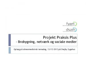 Projekt Praksis Plus Brobygning netvrk og sociale medier