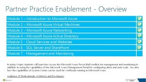 Partner Practice Enablement Overview Module 1 Introduction to