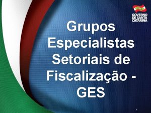 Grupos Especialistas Setoriais de Fiscalizao GES 1 Novas