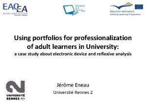 Using portfolios for professionalization of adult learners in