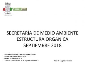 SECRETARA DE MEDIO AMBIENTE ESTRUCTURA ORGNICA SEPTIEMBRE 2018