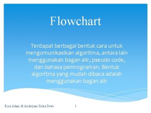 Flowchart Terdapat berbagai bentuk cara untuk mengomunikasikan algoritma