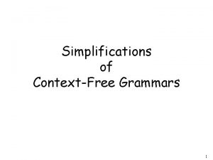 Simplifications of ContextFree Grammars 1 A Substitution Rule