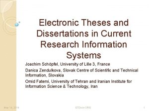 Electronic Theses and Dissertations in Current Research Information