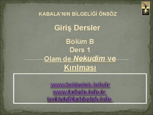 KABALANIN BLGEL NSZ Giri Dersler Blm B Ders