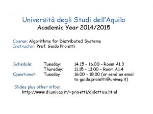 Universit degli Studi dellAquila Academic Year 20142015 Course