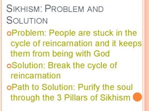 SIKHISM PROBLEM AND SOLUTION Problem People are stuck