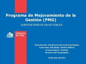 Programa de Mejoramiento de la Gestin PMG SUBSECRETARA