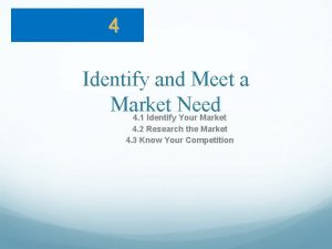 4 Identify and Meet a Market Need 4