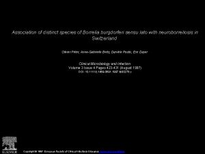 Association of distinct species of Borrelia burgdorferi sensu