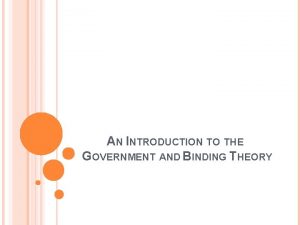 AN INTRODUCTION TO THE GOVERNMENT AND BINDING THEORY