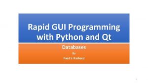 Rapid GUI Programming with Python and Qt Databases