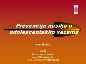 Prevencija nasilja u adolescentskim vezama Amir Hodi CESI