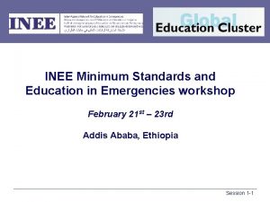 INEE Minimum Standards and Education in Emergencies workshop