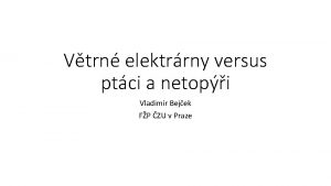 Vtrn elektrrny versus ptci a netopi Vladimr Bejek