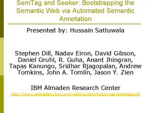 Sem Tag and Seeker Bootstrapping the Semantic Web