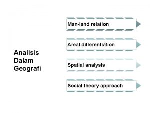 Manland relation Areal differentiation Analisis Dalam Geografi Spatial