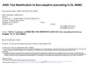 AWD Text Modification to Nonadaptive precoding in DL