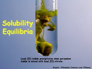 Solubility Equilibria Lead II iodide precipitates when potassium